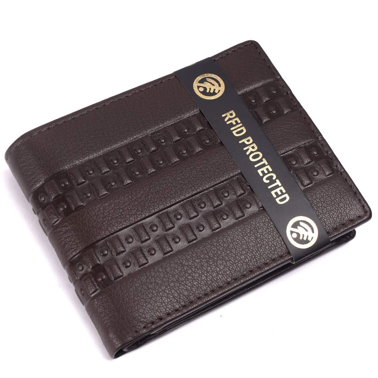 RFID Protected Brown Bi-fold Wallet With Top Flap