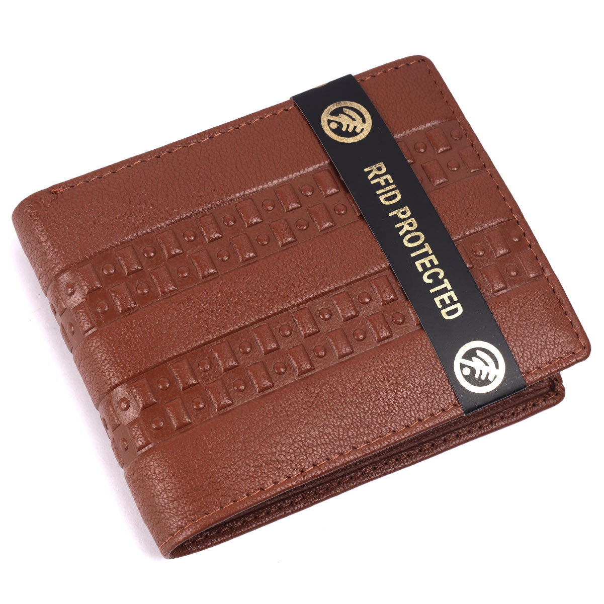 Protected Tan Bi-fold Wallet With Top Flap