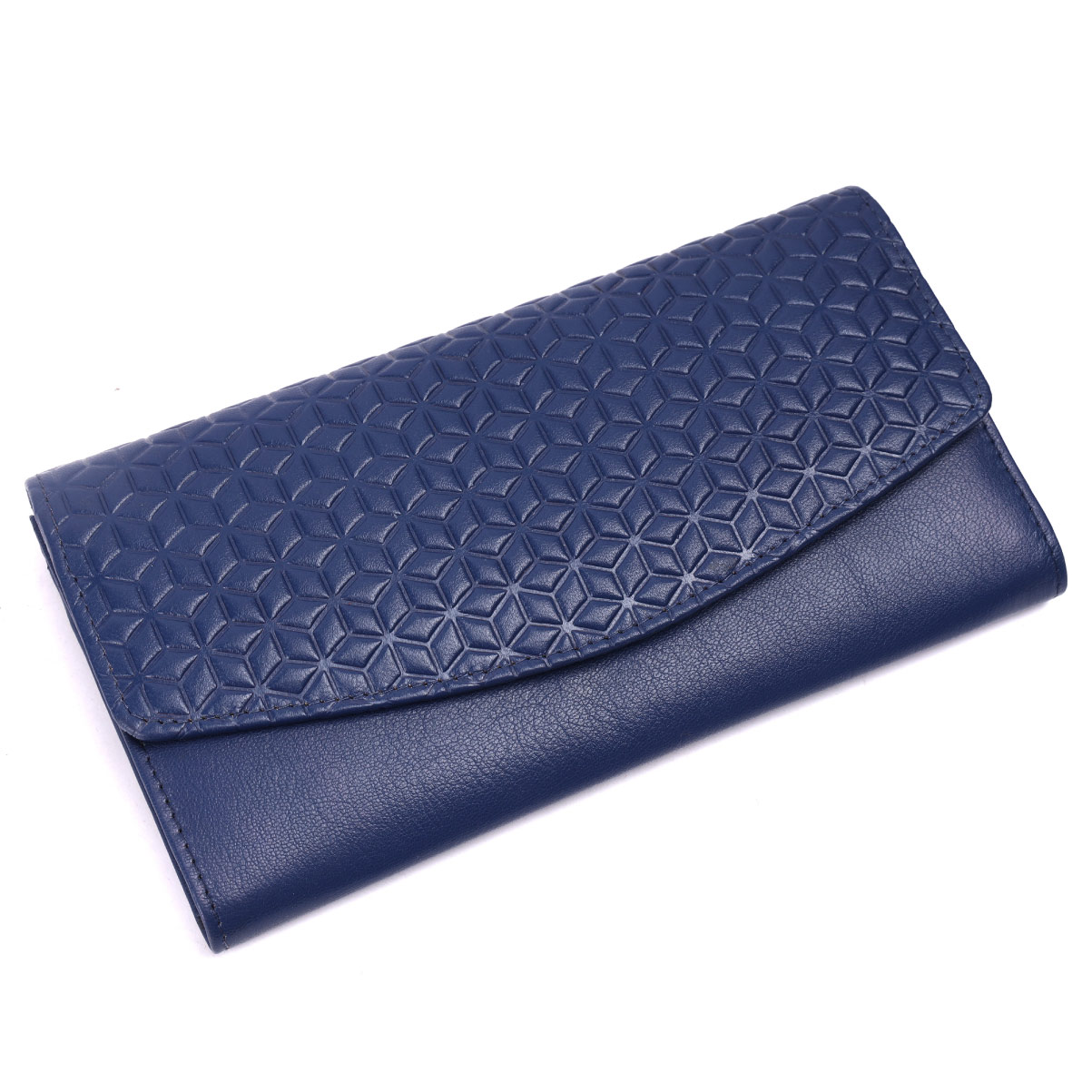 Blue Leather Purse for Women with Multiple Compartment