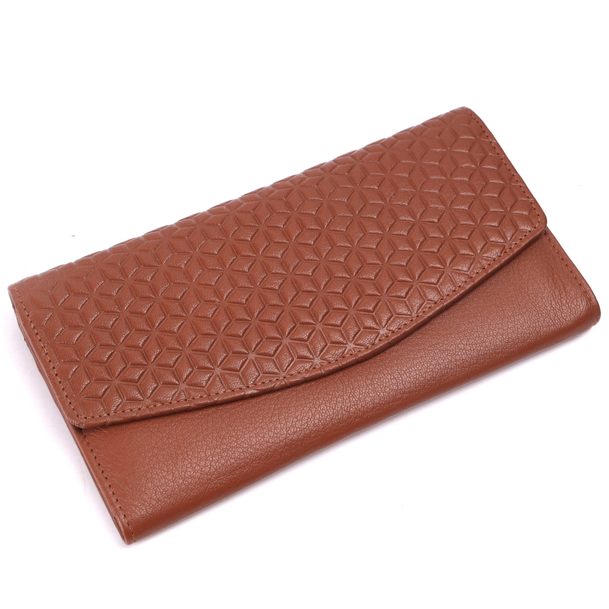 Tan Leather Purse for Women with Multiple Compartment