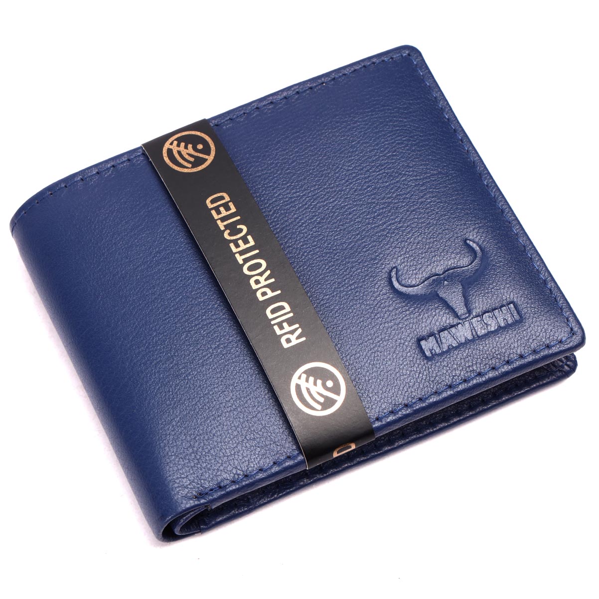 GREENLAND Men RFID Protected Blue Bi-fold Wallet