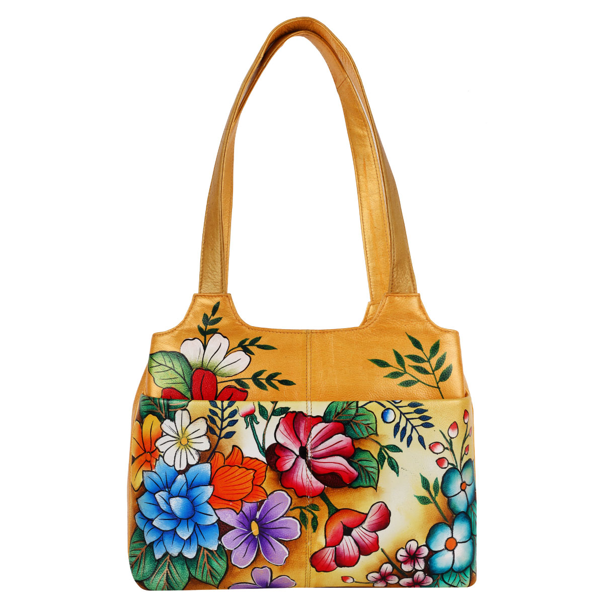 printed gold yellow color shoulder bags for women